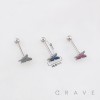 SPARKLING BUTTERFLY GLITTER CHARM 316L SURGICAL STEEL TONGUE BARBELL
